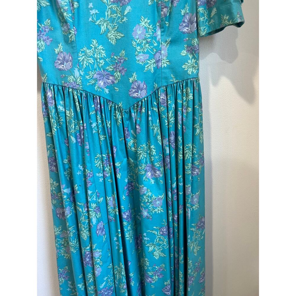 Laura Ashley Vintage 80s Cottagecore Puff Sleeve Prairie Midi Dress Size 10 - Picture 6 of 13